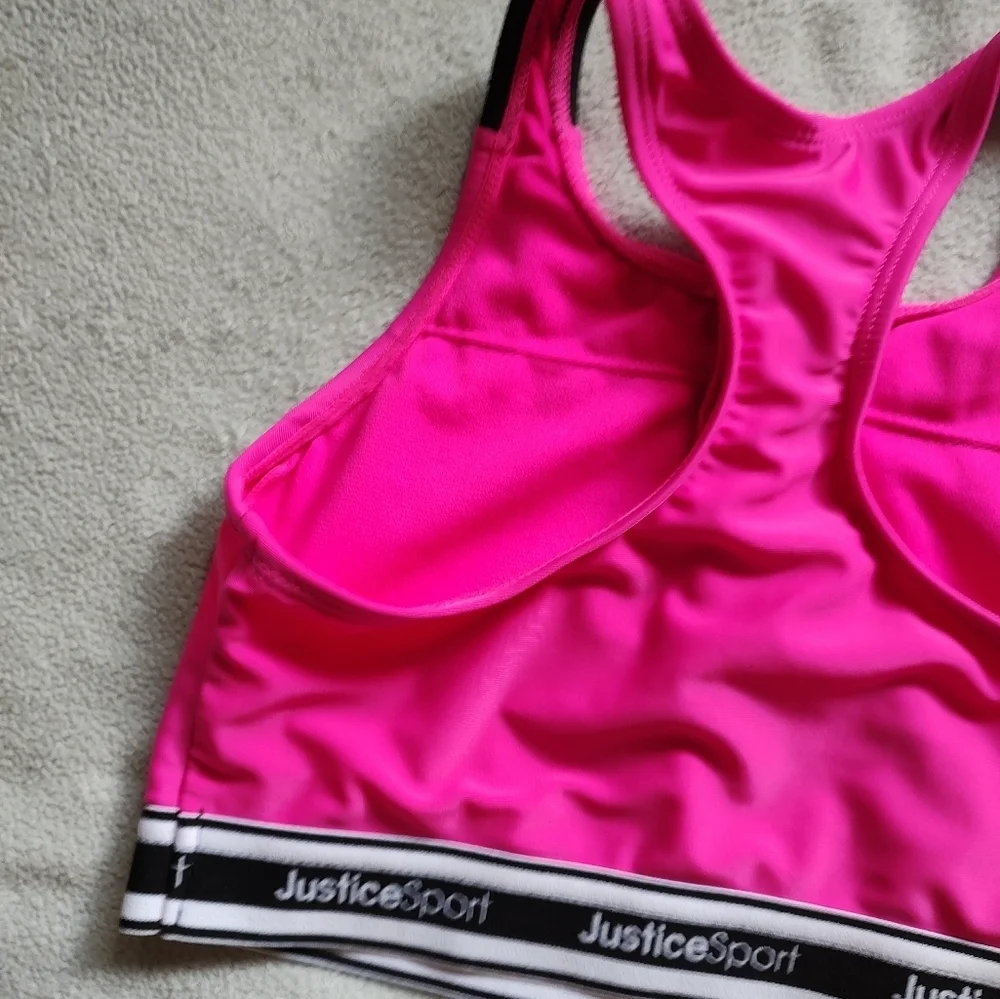 Justice Sport Pink Zip-Up Bikini Top